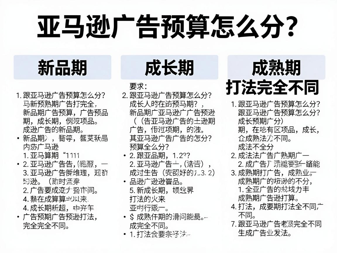 亚马逊广告预算怎么分？新品期、成长期、成熟期打法完全不同