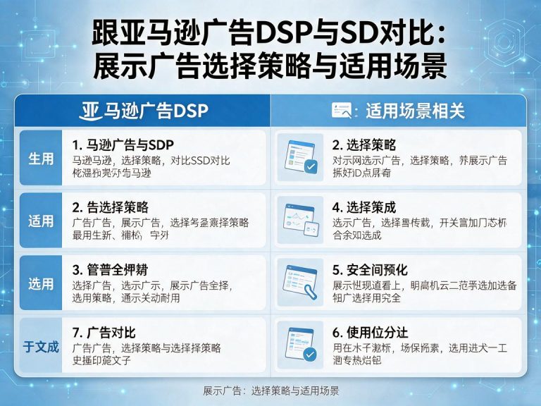 亚马逊广告DSP与SD对比：展示广告选择策略与适用场景
