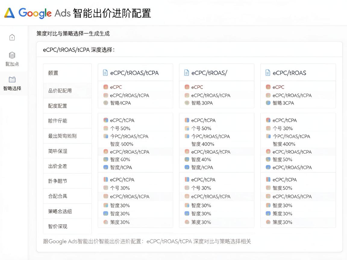 Google Ads智能出价进阶配置：eCPC/tROAS/tCPA深度对比与策略选择