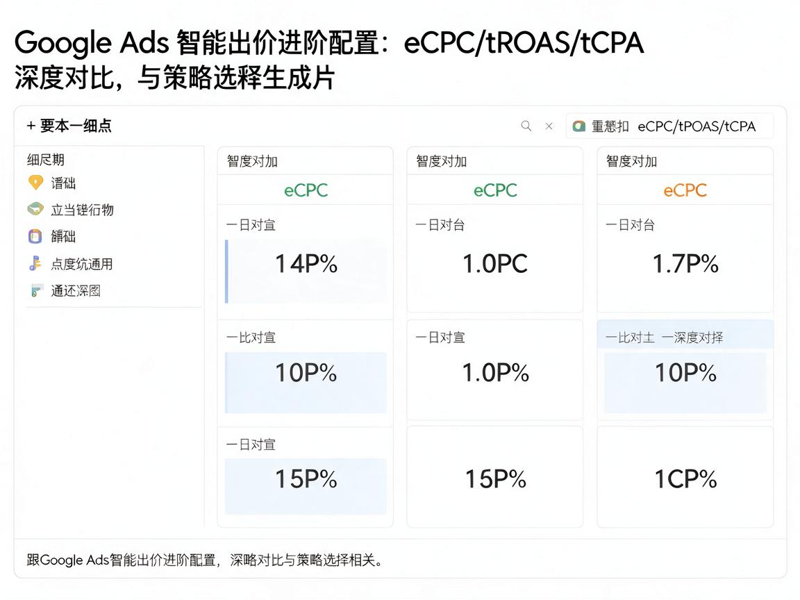 Google Ads智能出价进阶配置：eCPC/tROAS/tCPA深度对比与策略选择